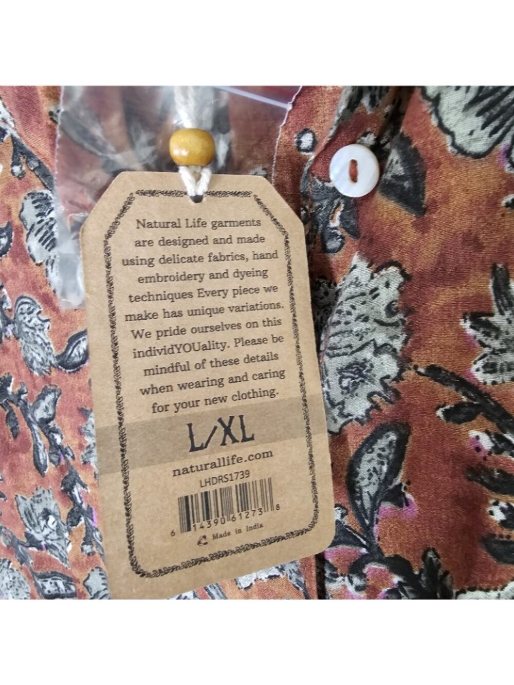 NWT Natural Life Dress sz L / XL Boho Fall flower print pattern brown fall - Picture 7 of 9